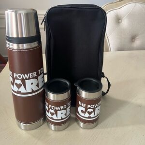 Custom Branded Stainless Steel Flask and Cups Travel Set